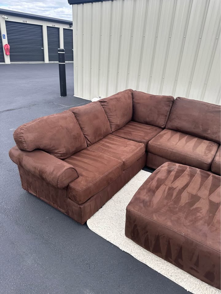 Ashley Furniture Brown 3 Piece Sectional Couch With Ottoman