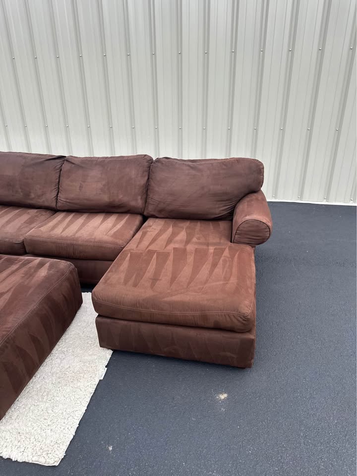 Ashley Furniture Brown 3 Piece Sectional Couch With Ottoman