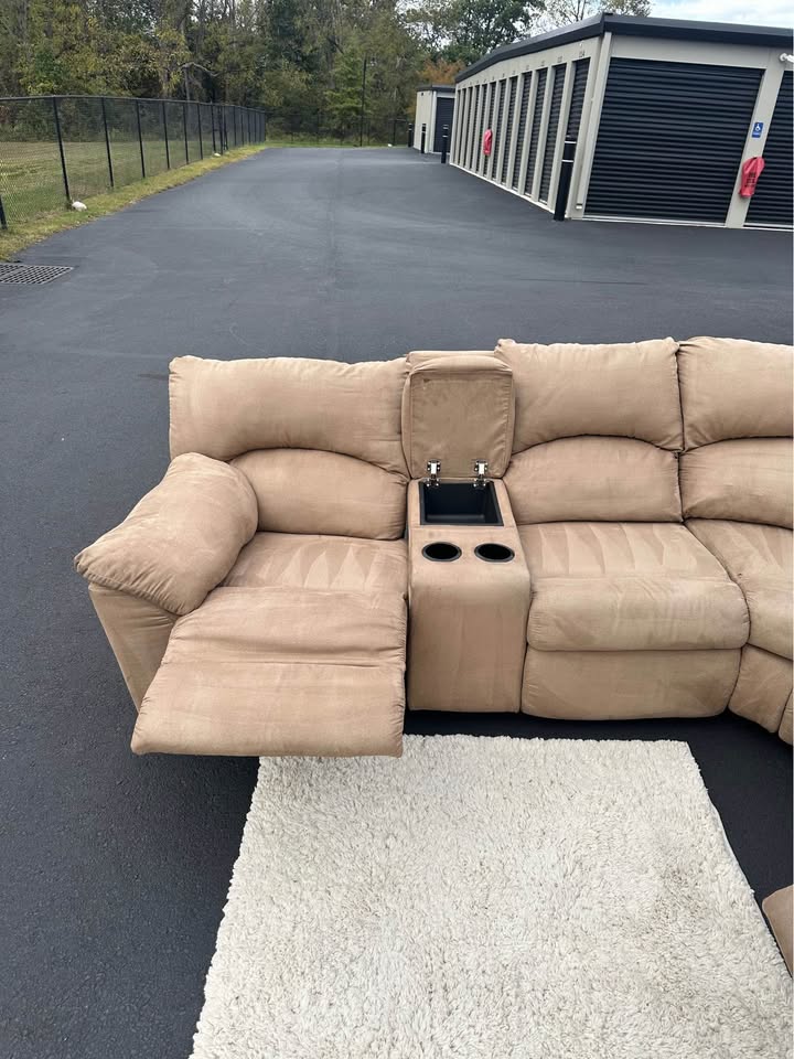 Ashley Furniture Tan Sectional Couch With Recliners