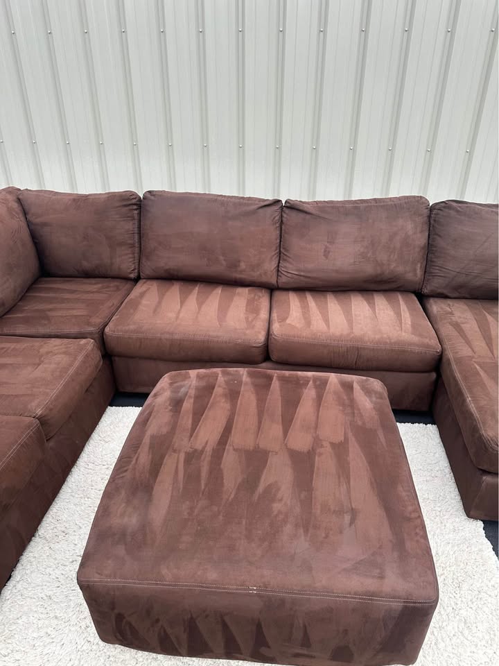 Ashley Furniture Brown 3 Piece Sectional Couch With Ottoman