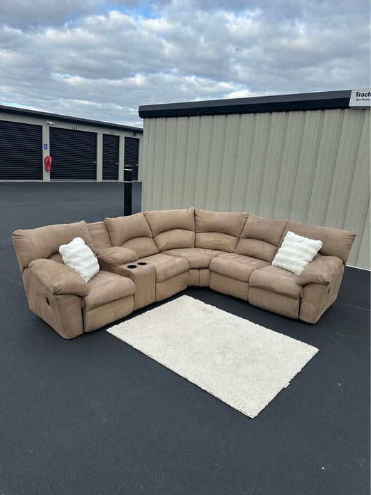 Ashley Furniture Tan Sectional Couch With Recliners