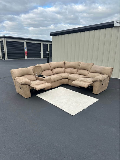 Ashley Furniture Tan Sectional Couch With Recliners