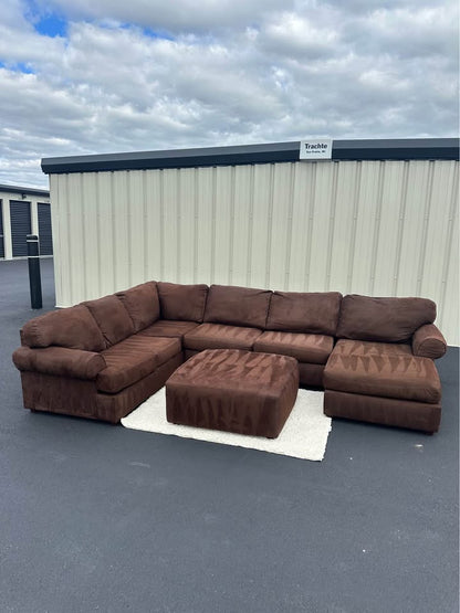 Ashley Furniture Brown 3 Piece Sectional Couch With Ottoman
